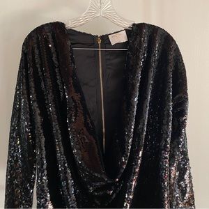MISS CIRCLE black sequin cowl dress